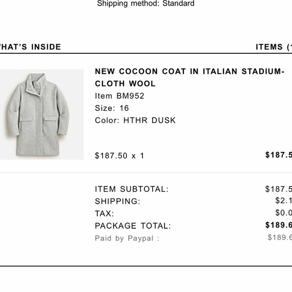 J. Crew Cocoon Coat Italian Wool - Picture 6 of 6
